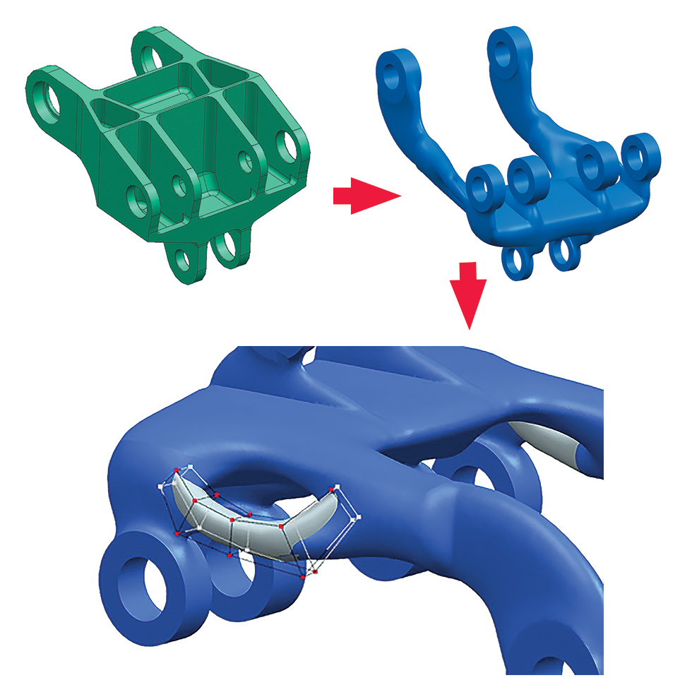 Ilustracja 4. Przykład modyfikacji w ramach analizy technologiczności konstrukcji przedmiotu do druku 3D – NX CAD/CAM