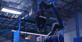 The robotic arm for the goods transport system is made of 45% 3D printed parts