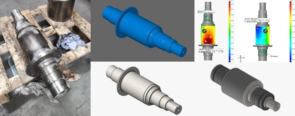 The process of shaft preparation for measurement, 3D scanning result, total run-out, shaft reverse engineering and assembly with bearings