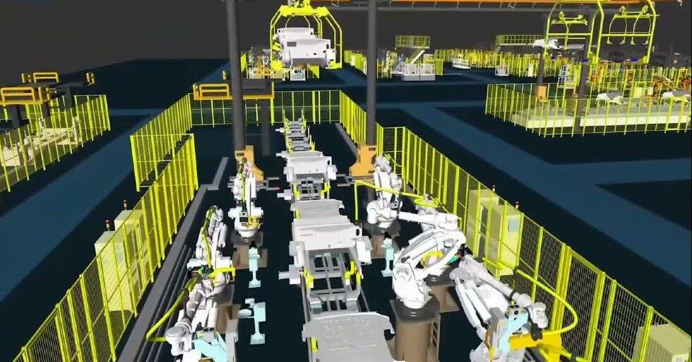 3D simulation of fully automated production line in automotive industry